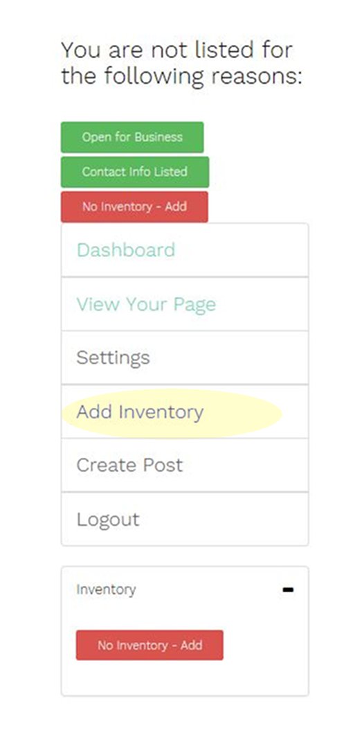 Click the "Add Inventory" Button to bring up the food list.